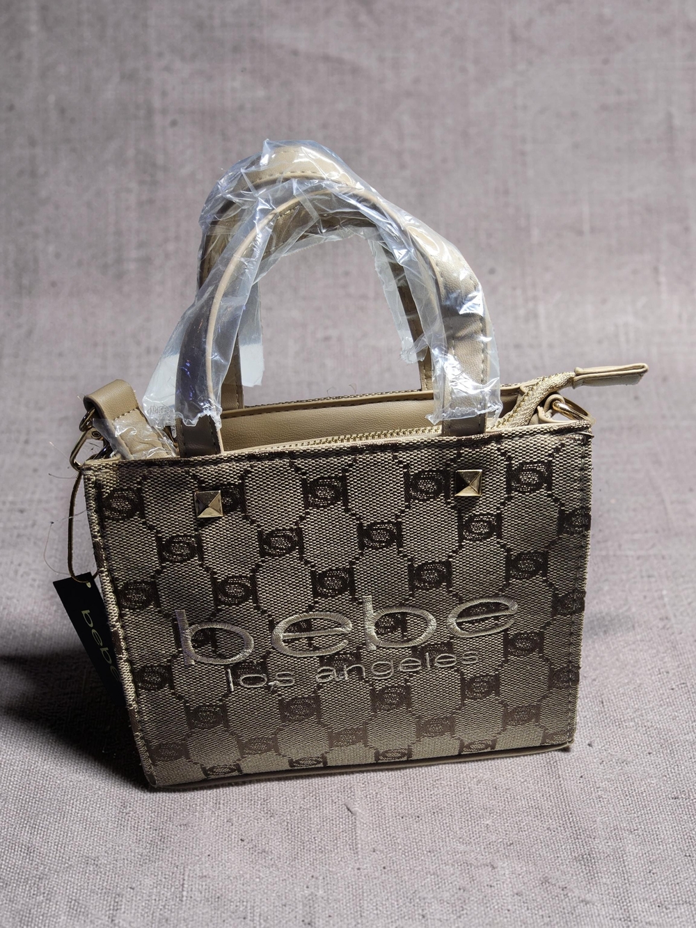 NWT bebe Los Angeles Beige Talulla Mini Satchel